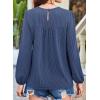 imageFalechay Womens Fall Tops Crewneck Long Sleeve Striped Shirts Dressy Casual Ribbed Blouses Flowy Hem Boho Clothing 2025Navy Blue