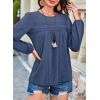 imageFalechay Womens Fall Tops Crewneck Long Sleeve Striped Shirts Dressy Casual Ribbed Blouses Flowy Hem Boho Clothing 2025Navy Blue