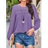 imageFalechay Womens Fall Tops Crewneck Long Sleeve Striped Shirts Dressy Casual Ribbed Blouses Flowy Hem Boho Clothing 2025Purple