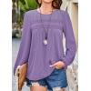 imageFalechay Womens Fall Tops Crewneck Long Sleeve Striped Shirts Dressy Casual Ribbed Blouses Flowy Hem Boho Clothing 2025Purple