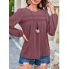 imageFalechay Womens Fall Tops Crewneck Long Sleeve Striped Shirts Dressy Casual Ribbed Blouses Flowy Hem Boho Clothing 2025Red