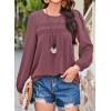 imageFalechay Womens Fall Tops Crewneck Long Sleeve Striped Shirts Dressy Casual Ribbed Blouses Flowy Hem Boho Clothing 2025Red