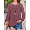 imageFalechay Womens Fall Tops Crewneck Long Sleeve Striped Shirts Dressy Casual Ribbed Blouses Flowy Hem Boho Clothing 2025Red