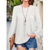 imageFalechay Womens Fall Tops Crewneck Long Sleeve Striped Shirts Dressy Casual Ribbed Blouses Flowy Hem Boho Clothing 2025White