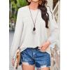 imageFalechay Womens Fall Tops Crewneck Long Sleeve Striped Shirts Dressy Casual Ribbed Blouses Flowy Hem Boho Clothing 2025White