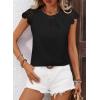 imageFalechay Womens Summer Tops Casual Lace Short Sleeve Blouses Crewneck Cute Flowy Babydoll Bohemian Trendy Tunic ShirtsBlack