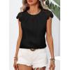 imageFalechay Womens Summer Tops Casual Lace Short Sleeve Blouses Crewneck Cute Flowy Babydoll Bohemian Trendy Tunic ShirtsBlack1