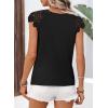 imageFalechay Womens Summer Tops Casual Lace Short Sleeve Blouses Crewneck Cute Flowy Babydoll Bohemian Trendy Tunic ShirtsBlack1