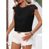 imageFalechay Womens Summer Tops Casual Lace Short Sleeve Blouses Crewneck Cute Flowy Babydoll Bohemian Trendy Tunic ShirtsBlack1