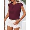imageFalechay Womens Summer Tops Casual Lace Short Sleeve Blouses Crewneck Cute Flowy Babydoll Bohemian Trendy Tunic ShirtsBurgundy