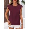 imageFalechay Womens Summer Tops Casual Lace Short Sleeve Blouses Crewneck Cute Flowy Babydoll Bohemian Trendy Tunic ShirtsBurgundy