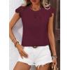 imageFalechay Womens Summer Tops Casual Lace Short Sleeve Blouses Crewneck Cute Flowy Babydoll Bohemian Trendy Tunic ShirtsBurgundy1