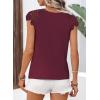 imageFalechay Womens Summer Tops Casual Lace Short Sleeve Blouses Crewneck Cute Flowy Babydoll Bohemian Trendy Tunic ShirtsBurgundy1
