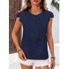 imageFalechay Womens Summer Tops Casual Lace Short Sleeve Blouses Crewneck Cute Flowy Babydoll Bohemian Trendy Tunic ShirtsNavy Blue1