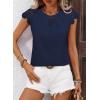 imageFalechay Womens Summer Tops Casual Lace Short Sleeve Blouses Crewneck Cute Flowy Babydoll Bohemian Trendy Tunic ShirtsNavy Blue1