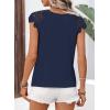 imageFalechay Womens Summer Tops Casual Lace Short Sleeve Blouses Crewneck Cute Flowy Babydoll Bohemian Trendy Tunic ShirtsNavy Blue1