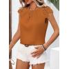 imageFalechay Womens Summer Tops Casual Lace Short Sleeve Blouses Crewneck Cute Flowy Babydoll Bohemian Trendy Tunic ShirtsOrange