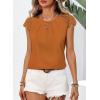 imageFalechay Womens Summer Tops Casual Lace Short Sleeve Blouses Crewneck Cute Flowy Babydoll Bohemian Trendy Tunic ShirtsOrange