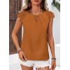 imageFalechay Womens Summer Tops Casual Lace Short Sleeve Blouses Crewneck Cute Flowy Babydoll Bohemian Trendy Tunic ShirtsOrange1