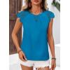 imageFalechay Womens Summer Tops Casual Lace Short Sleeve Blouses Crewneck Cute Flowy Babydoll Bohemian Trendy Tunic ShirtsRoyal Blue