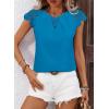 imageFalechay Womens Summer Tops Casual Lace Short Sleeve Blouses Crewneck Cute Flowy Babydoll Bohemian Trendy Tunic ShirtsRoyal Blue
