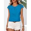 imageFalechay Womens Summer Tops Casual Lace Short Sleeve Blouses Crewneck Cute Flowy Babydoll Bohemian Trendy Tunic ShirtsRoyal Blue