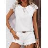 imageFalechay Womens Summer Tops Casual Lace Short Sleeve Blouses Crewneck Cute Flowy Babydoll Bohemian Trendy Tunic ShirtsWhite