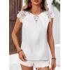 imageFalechay Womens Summer Tops Casual Lace Short Sleeve Blouses Crewneck Cute Flowy Babydoll Bohemian Trendy Tunic ShirtsWhite