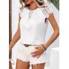 imageFalechay Womens Summer Tops Casual Lace Short Sleeve Blouses Crewneck Cute Flowy Babydoll Bohemian Trendy Tunic ShirtsWhite