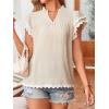 imageFalechay Womens Tops Summer Short Ruffle Sleeve V Neck Blouses Cute Boho Swiss Dot Lace Shirts Casual Flowy RIC Rac Trims TeeApricotw