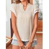imageFalechay Womens Tops Summer Short Ruffle Sleeve V Neck Blouses Cute Boho Swiss Dot Lace Shirts Casual Flowy RIC Rac Trims TeeApricotw