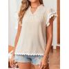 imageFalechay Womens Tops Summer Short Ruffle Sleeve V Neck Blouses Cute Boho Swiss Dot Lace Shirts Casual Flowy RIC Rac Trims TeeApricotw