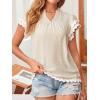 imageFalechay Womens Tops Summer Short Ruffle Sleeve V Neck Blouses Cute Boho Swiss Dot Lace Shirts Casual Flowy RIC Rac Trims TeeApricotw