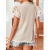 imageFalechay Womens Tops Summer Short Ruffle Sleeve V Neck Blouses Cute Boho Swiss Dot Lace Shirts Casual Flowy RIC Rac Trims TeeApricotw