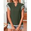 imageFalechay Womens Tops Summer Short Ruffle Sleeve V Neck Blouses Cute Boho Swiss Dot Lace Shirts Casual Flowy RIC Rac Trims TeeArmy Greenw