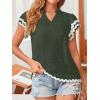 imageFalechay Womens Tops Summer Short Ruffle Sleeve V Neck Blouses Cute Boho Swiss Dot Lace Shirts Casual Flowy RIC Rac Trims TeeArmy Greenw