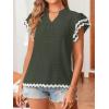 imageFalechay Womens Tops Summer Short Ruffle Sleeve V Neck Blouses Cute Boho Swiss Dot Lace Shirts Casual Flowy RIC Rac Trims TeeArmy Greenw