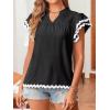 imageFalechay Womens Tops Summer Short Ruffle Sleeve V Neck Blouses Cute Boho Swiss Dot Lace Shirts Casual Flowy RIC Rac Trims TeeBlackw