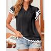 imageFalechay Womens Tops Summer Short Ruffle Sleeve V Neck Blouses Cute Boho Swiss Dot Lace Shirts Casual Flowy RIC Rac Trims TeeBlackw
