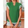 imageFalechay Womens Tops Summer Short Ruffle Sleeve V Neck Blouses Cute Boho Swiss Dot Lace Shirts Casual Flowy RIC Rac Trims TeeKelly Greenw