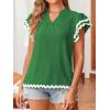imageFalechay Womens Tops Summer Short Ruffle Sleeve V Neck Blouses Cute Boho Swiss Dot Lace Shirts Casual Flowy RIC Rac Trims TeeKelly Greenw