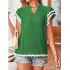imageFalechay Womens Tops Summer Short Ruffle Sleeve V Neck Blouses Cute Boho Swiss Dot Lace Shirts Casual Flowy RIC Rac Trims TeeKelly Greenw