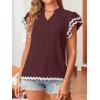 imageFalechay Womens Tops Summer Short Ruffle Sleeve V Neck Blouses Cute Boho Swiss Dot Lace Shirts Casual Flowy RIC Rac Trims TeeMulberryw