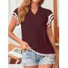 imageFalechay Womens Tops Summer Short Ruffle Sleeve V Neck Blouses Cute Boho Swiss Dot Lace Shirts Casual Flowy RIC Rac Trims TeeMulberryw