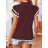imageFalechay Womens Tops Summer Short Ruffle Sleeve V Neck Blouses Cute Boho Swiss Dot Lace Shirts Casual Flowy RIC Rac Trims TeeMulberryw