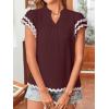 imageFalechay Womens Tops Summer Short Ruffle Sleeve V Neck Blouses Cute Boho Swiss Dot Lace Shirts Casual Flowy RIC Rac Trims TeeMulberryw