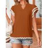 imageFalechay Womens Tops Summer Short Ruffle Sleeve V Neck Blouses Cute Boho Swiss Dot Lace Shirts Casual Flowy RIC Rac Trims TeeOrangew