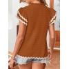 imageFalechay Womens Tops Summer Short Ruffle Sleeve V Neck Blouses Cute Boho Swiss Dot Lace Shirts Casual Flowy RIC Rac Trims TeeOrangew