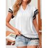 imageFalechay Womens Tops Summer Short Ruffle Sleeve V Neck Blouses Cute Boho Swiss Dot Lace Shirts Casual Flowy RIC Rac Trims TeeWhiteb