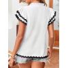 imageFalechay Womens Tops Summer Short Ruffle Sleeve V Neck Blouses Cute Boho Swiss Dot Lace Shirts Casual Flowy RIC Rac Trims TeeWhiteb